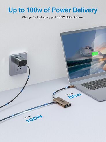 QGeeM USB C Hub Ethernet,9-in-1 Docking Station with 4K HDMI,Card Reader,100W PD, USB 3.0/2.0, Gigabit Ethernet,USB C Dock Compatible with iPhone 15/Mac Book/Dell/HP/Steam Deck and More-Classic Gray in Saudi Arabia