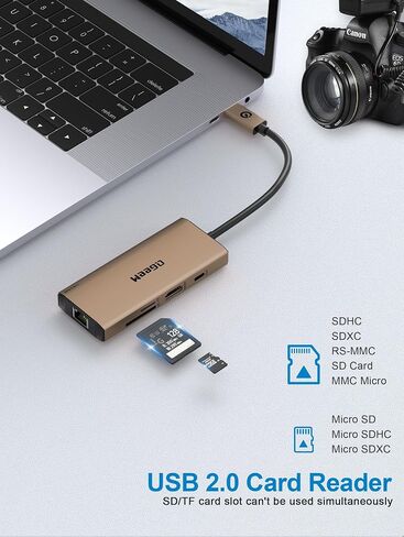 QGeeM USB C Hub Ethernet,9-in-1 Docking Station with 4K HDMI,Card Reader,100W PD, USB 3.0/2.0, Gigabit Ethernet,USB C Dock Compatible with iPhone 15/Mac Book/Dell/HP/Steam Deck and More-Classic Gray in Saudi Arabia