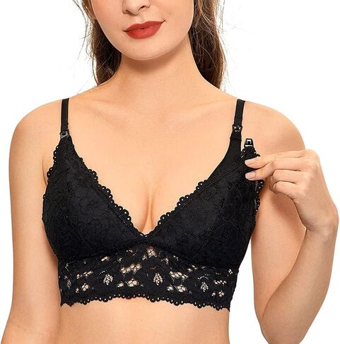 MOMANDA Women's Lace Nursing Bra Wirefree Padded Breastfeeding Maternity Bralette Cute in Kuwait