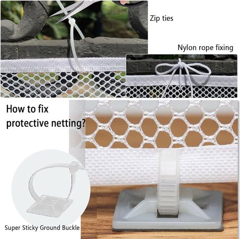 Banister Guard for Baby - 10ft x 3ft Balcony Netting for Pets, Stair Netting Child Safety Net, Stair Railing Proof Mesh for Kids, Dogs, Cats White in Kuwait