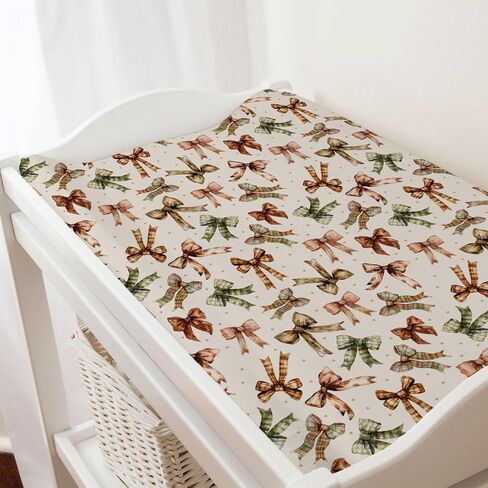 Watercolor Fall Bows Baby Changing Pad Covers Vintage Fall Pumpkin Bows Diaper Changing Table Sheets for Boy Girl Thanksgiving Autumn Soft Breathable Stretch Fitted Changing Table Mats 32''x16'' in Saudi Arabia