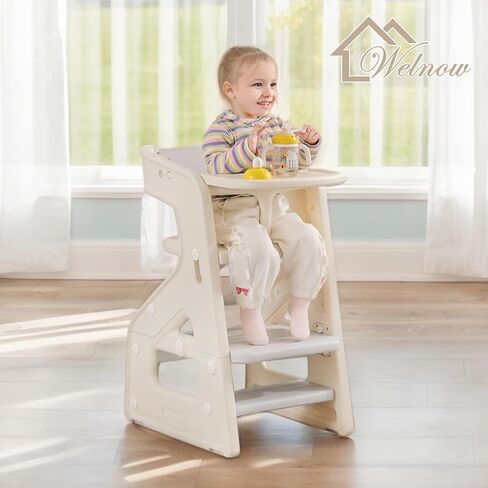 Welnow Toddler Kitchen Step Stool Helper, 3-in-1 Adjustable Kids Kitchen Learning Tower, Multi-Functional Standing Tower Chair with Safety Barrier & Belt for Bathroom Sink, Kitchen Counter in Saudi Arabia