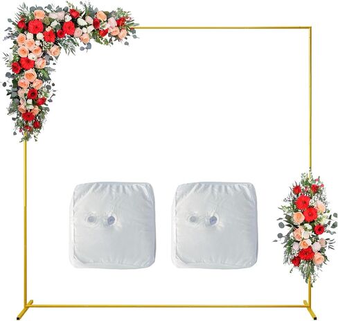 Gold Square Wedding Arch 6.6FTx6.6FT Backdrop Stand Metal Balloon Arch Stand Garden Arbor Frame for Wedding Birthday Party Baby Shower Photo Booth Background Decoration in Kuwait