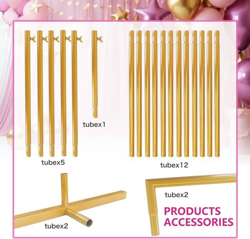 Gold Square Wedding Arch 6.6FTx6.6FT Backdrop Stand Metal Balloon Arch Stand Garden Arbor Frame for Wedding Birthday Party Baby Shower Photo Booth Background Decoration in Kuwait