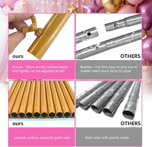 Gold Square Wedding Arch 6.6FTx6.6FT Backdrop Stand Metal Balloon Arch Stand Garden Arbor Frame for Wedding Birthday Party Baby Shower Photo Booth Background Decoration in Kuwait