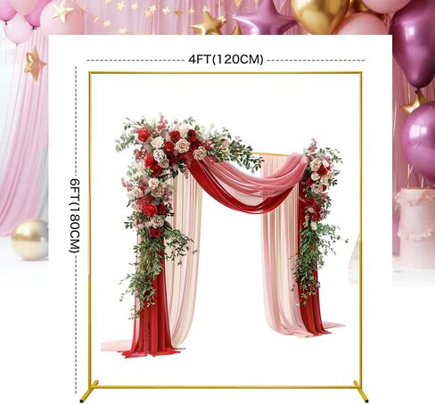 الذهب مربع الزفاف قوس 6.6FTx6.6FT خلفية حامل بالون معدني قوس حامل حديقة الشجرة الإطار لحفل زفاف عيد ميلاد الطفل دش الصورة كشك خلفية الديكور in Kuwait