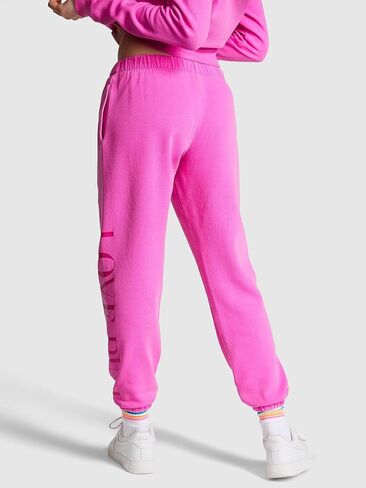 Victoria's Secret Ivy Fleece Campus Sweatpants Pure Black in Saudi Arabia