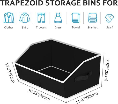 صناديق تخزين الخزانة، صناديق تخزين كبيرة شبه منحرفة بمقابض، 6 صناديق تخزين للخزانة، منظمات خزانة الكتان وتخزين الملابس والكتب (بيج) in Kuwait