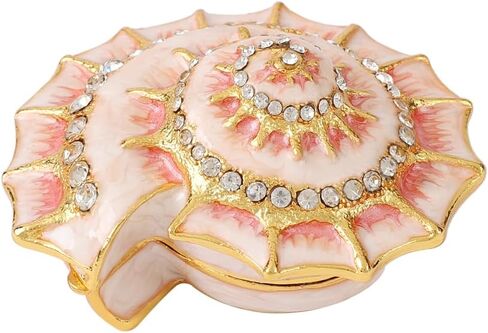 Small Metal Conch Figurine Collectible Gift Hand Painted Ring Jewelry Holder Enamel Trinket Box(Blue) in Saudi Arabia