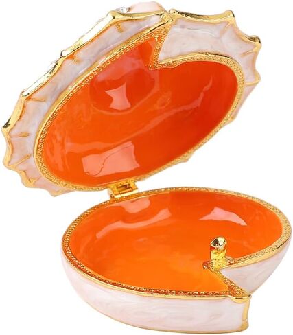 Small Metal Conch Figurine Collectible Gift Hand Painted Ring Jewelry Holder Enamel Trinket Box(Blue) in Saudi Arabia