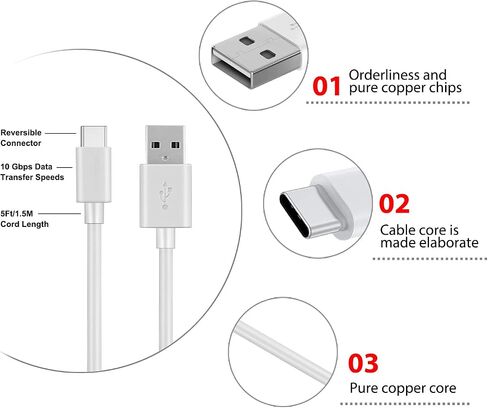 Wall Charger for AirPods 4 4th,AirPods Max 2024 Headphone,AirPods Pro 2/2nd 2023 Earbuds, Arlo Essential 2K Camera (2nd Generation),Ring Spotlight Cam Plus/Cam Pro Charging Power Cord USB C Cable in Kuwait