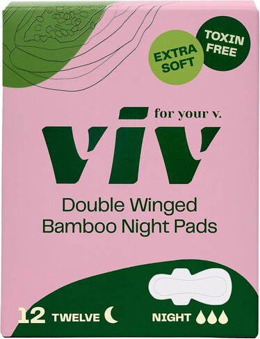 Viv for Your V Bamboo Day & Overnight Pad Bundle | Menstrual Day Pads (6-Pack) and Night Pads with Wings (6-Pack) for Period & Leak Protection | Soft & Super Absorbent in Saudi Arabia