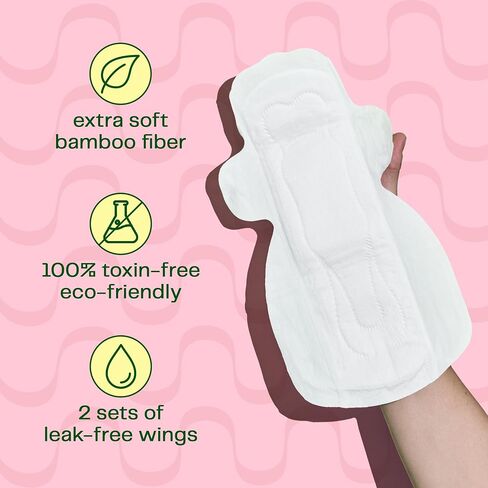 Viv for Your V Bamboo Day & Overnight Pad Bundle | Menstrual Day Pads (6-Pack) and Night Pads with Wings (6-Pack) for Period & Leak Protection | Soft & Super Absorbent in Saudi Arabia