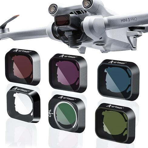 مجموعات مرشحات Artman ND لـ DJI Mini 3 / Mini 3 Pro، 6 عبوات CPL UV ND8 ND16 ND32 ND64 ملحقات مرشحات (إصدار إطار من سبائك الألومنيوم) in Kuwait