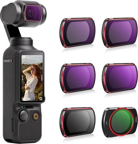 TOMAT Pocket 3 ND Filters Set for DJI Osmo Pocket 3 Creator Combo Accessories,Magnetic 6 Pack Pocket 3 Filters CPL/UV/ND8/ND16/ND32/ ND64 1.5 g-Aluminum Version in Saudi Arabia