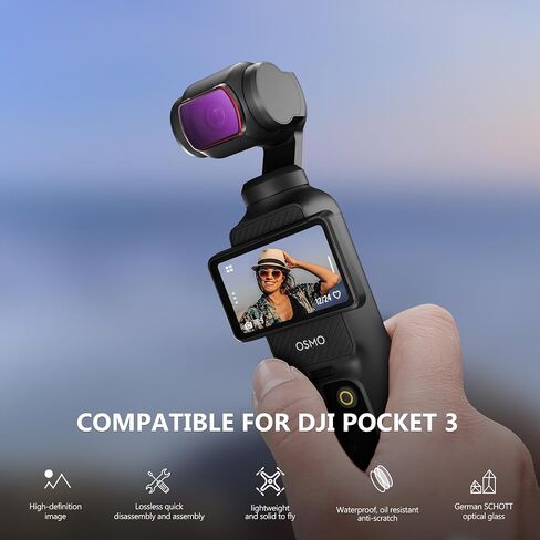 TOMAT Pocket 3 ND Filters Set for DJI Osmo Pocket 3 Creator Combo Accessories,Magnetic 6 Pack Pocket 3 Filters CPL/UV/ND8/ND16/ND32/ ND64 1.5 g-Aluminum Version in Saudi Arabia