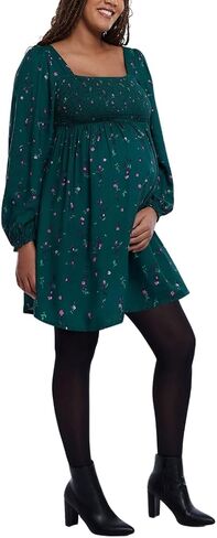 Motherhood Maternity Women's Long Sleeve Smocked Babydoll Mini Dress in Kuwait