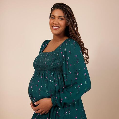 Motherhood Maternity Women's Long Sleeve Smocked Babydoll Mini Dress in Kuwait