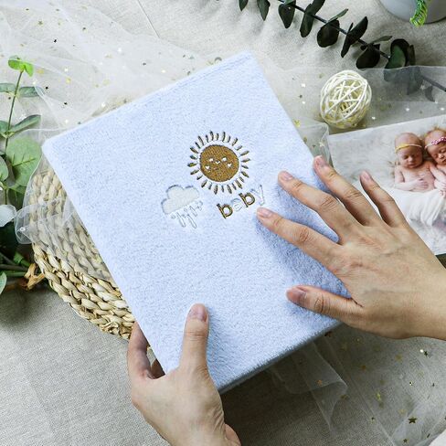 Holoary Baby Photo Album 4x 6 200 Photos, Newborn Baby Keepsake Gifts for Baby Boy/Girl and New Parents, Plush Cover Baby Photo Albums(Blue) in Saudi Arabia
