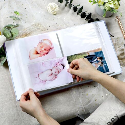 Holoary Baby Photo Album 4x 6 200 Photos, Newborn Baby Keepsake Gifts for Baby Boy/Girl and New Parents, Plush Cover Baby Photo Albums(Blue) in Saudi Arabia