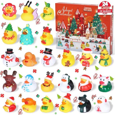 Christmas Ducks Advent Calendar 2024, 24 Rubber Ducks for Boys Girls Kids and Toddlers, Christmas Countdown Party Favor Gifts in Saudi Arabia