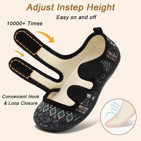 Besroad Womens Slippers Wide House Shoes Adjustable Fuzzy Diabetic Shoes Arthritis Edema Swollen Bedroom Slippers Indoor Outdoor in Saudi Arabia