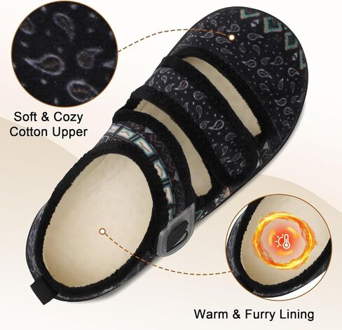 Besroad Womens Slippers Wide House Shoes Adjustable Fuzzy Diabetic Shoes Arthritis Edema Swollen Bedroom Slippers Indoor Outdoor in Saudi Arabia