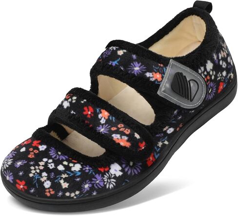 Besroad Womens Slippers Wide House Shoes Adjustable Fuzzy Diabetic Shoes Arthritis Edema Swollen Bedroom Slippers Indoor Outdoor in Saudi Arabia