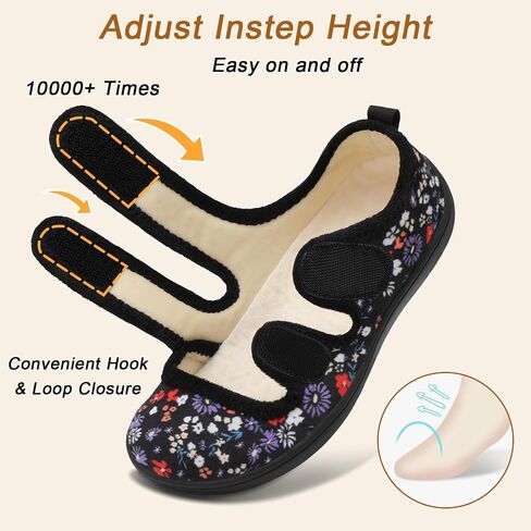 Besroad Womens Slippers Wide House Shoes Adjustable Fuzzy Diabetic Shoes Arthritis Edema Swollen Bedroom Slippers Indoor Outdoor in Saudi Arabia
