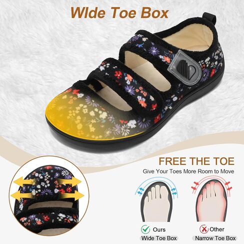 Besroad Womens Slippers Wide House Shoes Adjustable Fuzzy Diabetic Shoes Arthritis Edema Swollen Bedroom Slippers Indoor Outdoor in Saudi Arabia