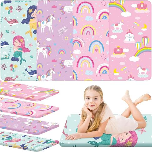 Mixweer 4 قطع من ملاءات سرير الأطفال للرعاية النهارية للأطفال الصغار ومرحلة ما قبل المدرسة مقاس 19 × 45 بوصة، ملاءة حصيرة قيلولة جاهزة للفتيات، غطاء وسادة قيلولة ناعم قابل للتنفس، ملاءة سرير قياسية للرعاية النهارية in Kuwait