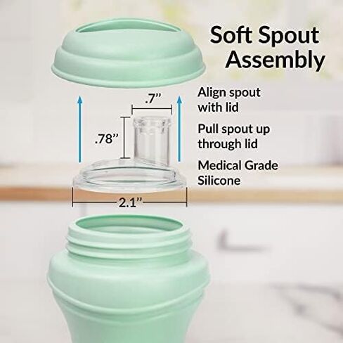 Re-Play 8oz Transition Sippy Cups for Baby Toddler, Medical Grade Silicone Soft Spout & Travel Lid, Easy to Hold Hourglass Shape, Made in USA from Recycled Milk Jugs - Ice Blue/Grey in Kuwait