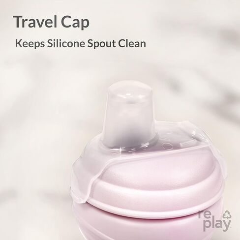 Re-Play 8oz Pack of 2 Transition Sippy Cups for Baby Toddler, Medical Grade Silicone Soft Spout & Travel Lid, Easy to Hold Hourglass Shape, Made in USA from Recycled Milk Jugs - Princess in Saudi Arabia