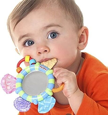 Nuby Look-at-Me Mirror Teether Toy, Colors May Vary in Saudi Arabia