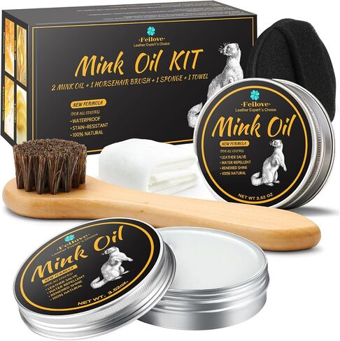 Feilove 4- in-1 Mink Oil Leather Conditioner and Cleaner 3.5 oz - Premium Waterproof Formula for Boots and Shoes in Saudi Arabia