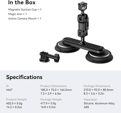 SMALLRIG Triple Magnetic Camera Mount for Gopro, Car Camera Mount Outside for Action Cameras, with Anti Deflection Pin Ball Head 4468 in Saudi Arabia