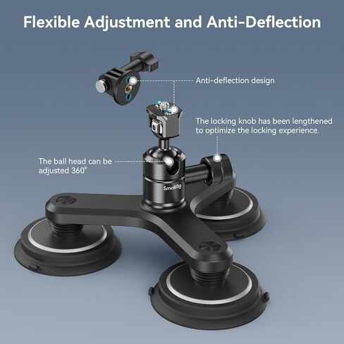 SMALLRIG Triple Magnetic Camera Mount for Gopro, Car Camera Mount Outside for Action Cameras, with Anti Deflection Pin Ball Head 4468 in Saudi Arabia
