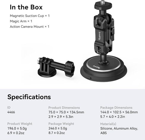 SMALLRIG Triple Magnetic Camera Mount for Gopro, Car Camera Mount Outside for Action Cameras, with Anti Deflection Pin Ball Head 4468 in Saudi Arabia
