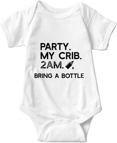 listery Party My Crib Bodysuit Funny Bodysuit Baby Sayings Baby Boy Clothes Party At My Crib 2 Am Bodysuits Baby Girl Clothes in Kuwait