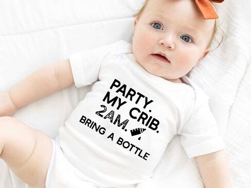 listery Party My Crib Bodysuit Funny Bodysuit Baby Sayings Baby Boy Clothes Party At My Crib 2 Am Bodysuits Baby Girl Clothes in Kuwait