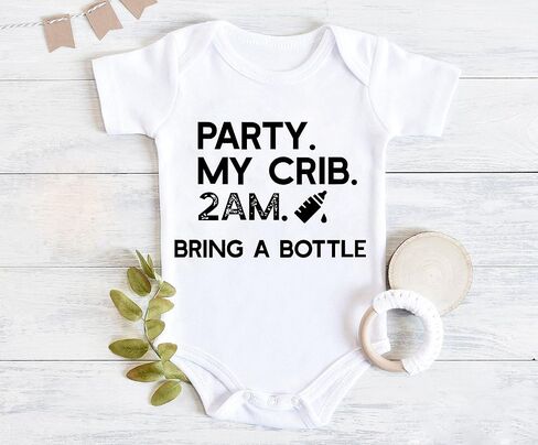 listery Party My Crib Bodysuit Funny Bodysuit Baby Sayings Baby Boy Clothes Party At My Crib 2 Am Bodysuits Baby Girl Clothes in Kuwait