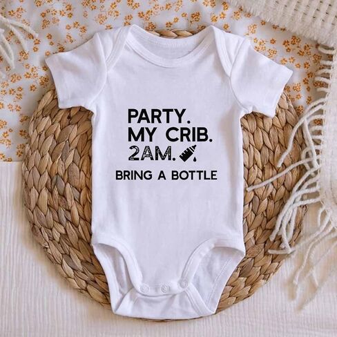 listery Party My Crib Bodysuit Funny Bodysuit Baby Sayings Baby Boy Clothes Party At My Crib 2 Am Bodysuits Baby Girl Clothes in Kuwait