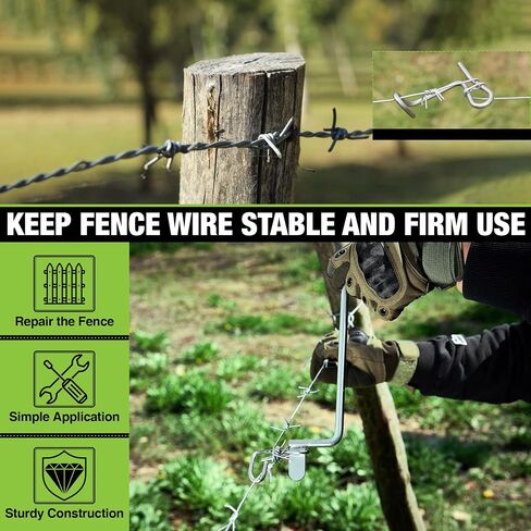 Saker Fence Wire Tensioning Tool for Turnbuckles Barb Wire Tensioner with 304 Stainless Steel for Fast Tighting Metal Fence Post and Garden Fence Wire(20 PCS+Tighteners Handle) in Saudi Arabia