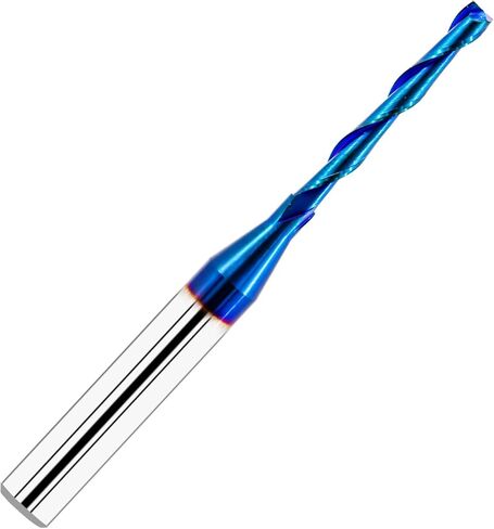 لقمة توجيه حلزونية القطع لأسفل مقاس 1/8 بوصة - لقمة توجيه حلزونية من الكربيد الصلب، لقمة توجيه حلزونية CNC مع طلاء أزرق نانو للحز ونحت الخشب in Kuwait