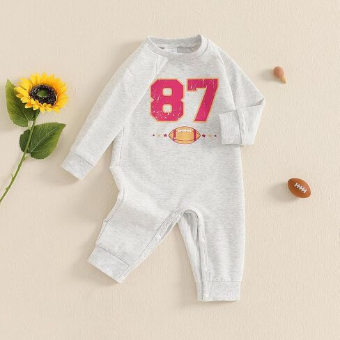 Newborn Infant Baby Boy Girl Football Clothes Long Sleeve Crewneck Romper Chiefs Jumpsuit Fall One Piece Outfit in Kuwait
