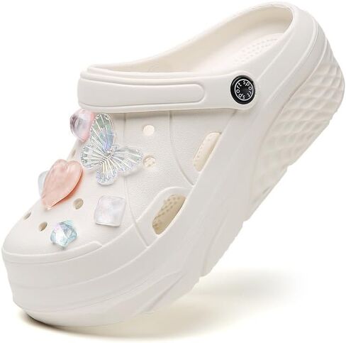 SECHRITE Womens Platform Clogs Garden Shoes Waterproof Beach Pool Sandals Summer Mules Home Slippers - Butterfly Series in Kuwait