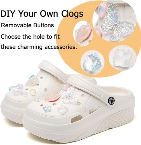 SECHRITE Womens Platform Clogs Garden Shoes Waterproof Beach Pool Sandals Summer Mules Home Slippers - Butterfly Series in Kuwait