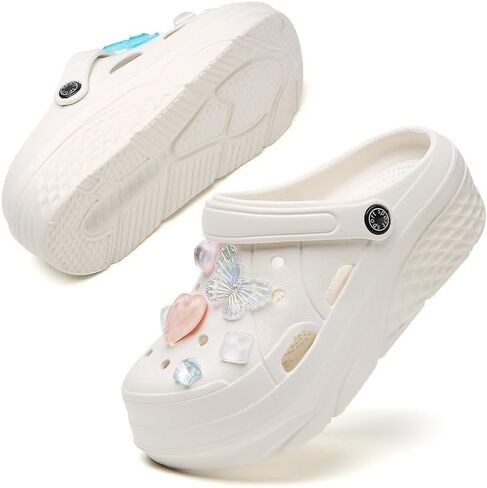 SECHRITE Womens Platform Clogs Garden Shoes Waterproof Beach Pool Sandals Summer Mules Home Slippers - Butterfly Series in Kuwait