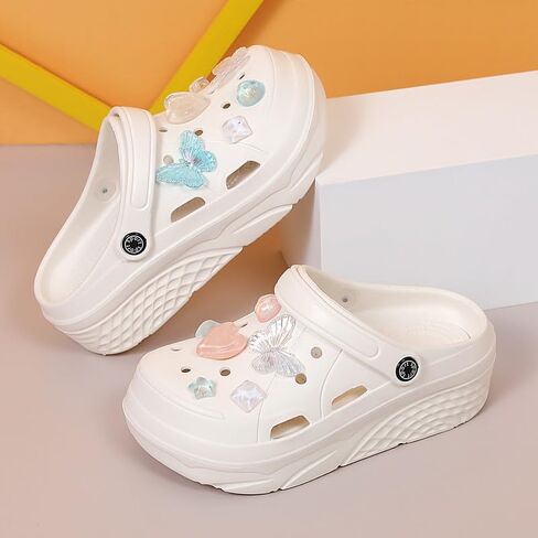 SECHRITE Womens Platform Clogs Garden Shoes Waterproof Beach Pool Sandals Summer Mules Home Slippers - Butterfly Series in Kuwait