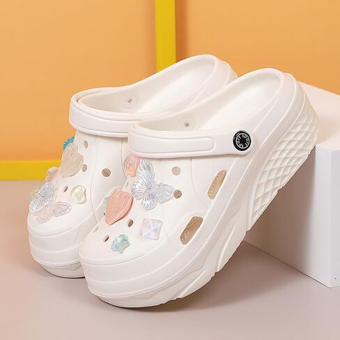 SECHRITE Womens Platform Clogs Garden Shoes Waterproof Beach Pool Sandals Summer Mules Home Slippers - Butterfly Series in Kuwait
